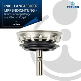 tecuro Siebkörbchen Siebkorb Ø 54 mm mit Metall-Führungsstange 8 mm und Kugel