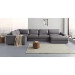 Wohnlandschaft PLACES OF STYLE "Bloomfield, U-Form", grau, B:390cm H:84cm T:209cm, 100% Polyester, Sofas, In verschiedenen Größen bestellbar