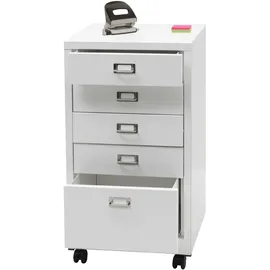 Mendler Rollcontainer HWC-L49, Schubladenschrank Stahlschrank Aktenschrank, Metall 75x40x41cm 5 Schubladen ~ weiß