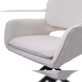 Mendler 6er-Set Esszimmerstuhl HWC-N74, Küchenstuhl, drehbar Auto-Return, Stoff Bouclé (540g/m2) Öko-Tex ~ creme