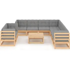vidaXL Garten-Lounge-Set 10-tlg. natur/grau 3076969