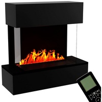 GLOW FIRE Elektrokamin Hölderlin Sims Wasserdampf Kamin, Wandkamin, Elektrischer Kamin, Wasserdampfkamin mit 3D Feuer und Knisterfunktion schwarz