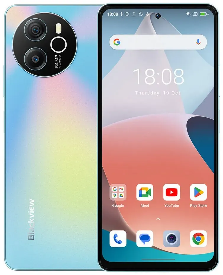 blackview Shark8(8+128) Smartphone (6.8 Zoll, 128 GB Speicherplatz, 64 MP Kamera, 2.4K Display, Dual 4G, NFC/Face ID) blau