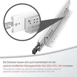 SOTech VarioSlide KV2-200-H76-L800-EH 812,8 mm mit Lock-in/out Einrastfunktion schwarz Schwerlast-Vollauszug belastbar bis 200 kg,