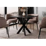 Home Collective Esstisch Tisch Küchentisch Esszimmertisch 90x90cm verschiedene Farben (Esszimmer Küche Wohnzimmer Esstisch), Kreuzgestell aus Metall 90x90 cm Schwarz Marmor-Optik schwarz