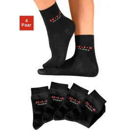 H.I.S. Basicsocken H.I.S, Mädchen, Gr. 23-26, schwarz, Baumwolle, Elasthan (LYCRA), Polyamid, unifarben, elastisch, Socken, mit kontrasfarbenem Logo