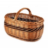 MyBer® Einkaufskorb Weidenkorb Tragekorb Korb aus Weide geflochten, mit hübschem Muster 50/35/38cm K1-605 braun
