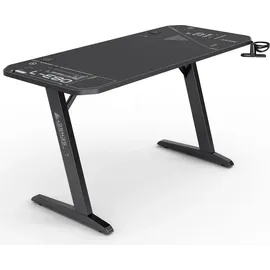SENSE7 Nomad Cybernetic Gaming Tisch 140x60, PC Tisch mit Kopfhörerhaken, Getränkehalter, Controller Halter, Gaming Computertisch mit Kohlefaseroberfläche, Ergonomischer Gaming Desk