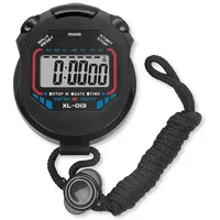 Stoppuhr Sport Multifunktion Digital Taschenuhr Schwarz Lederband von Pilgrim