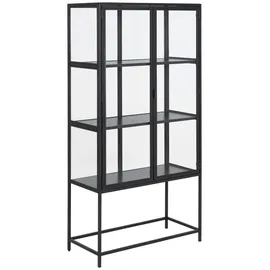 Actona Vitrine, schwarz Holzwerkstoff, 3 Fächer, 77x150x35 cm Wohnzimmer, Wohnwände, Vitrinenschränke