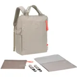Lässig Wickelrucksack Wickeltasche mit Wickelunterlage, Kinderwagenbefestigung, Netztasche/GRE Conversion Backpack beige