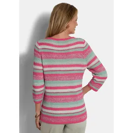 GOLDNER Rundhalspullover mit Ringel-Muster Pink 50