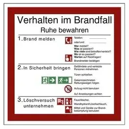 Sicherheitsaushang »Verhalten im Brandfall« 20 x 20 cm Folie (0,4 mm), LimarLite, 20x20 cm