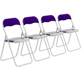 4x Farbige Padded Klappstühle Metallrahmen Büro Schlafzimmer Sitz Lila