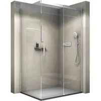 Bernstein BERNSTEIN® Duschkabine mit Schiebetür Soft-Close DX906 FLEX - 8 mm Nano Echtglas - Chrom - Breite wählbar, Breite Schiebetür-Element:150cm, Breite Seitenwand...