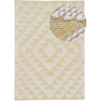 carpetfine Teppich »Kelim Durry«, rechteckig, Handweb, geometrisch, Hoch-Tief Effekt, handgewebt, reine Baumwolle, gelb
