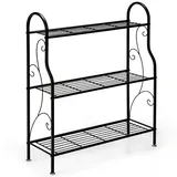 COSTWAY 3-stufige Metall-Blumentreppe, Pflanzenständer, Pflanzenregal, Pflanzentreppe, Blumenregal, maximale Belastbarkeit 35 kg