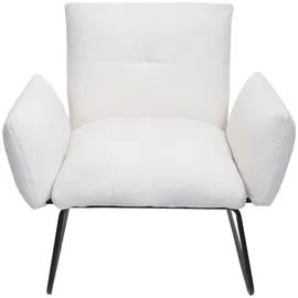 Mendler Lounge-Sessel HWC-K34, Cocktailsessel Sessel, Bouclé Stoff/Textil MVG-zertifiziert ~ weiß