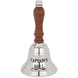 Nklaus 13cm Tischglocke Messing Silber graviert Captain's Bell Handglocke Serviceglocke 14628