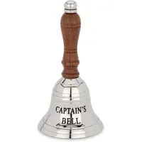 Nklaus 13cm Tischglocke Messing Silber graviert Captain's Bell Handglocke Serviceglocke 14628