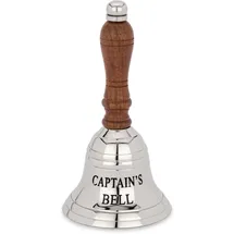Nklaus 13cm Tischglocke Messing Silber graviert Captain's Bell Handglocke Serviceglocke 14628