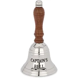 Nklaus 13cm Tischglocke Messing Silber graviert Captain's Bell Handglocke Serviceglocke 14628