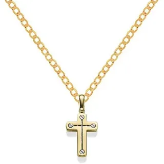 HOPLO Kreuzanhänger Anhänger Kreuz 585 Gold mit Kette 2,6 mm 585 Gold, Made in Germany