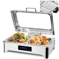 YAOYAOO Speisewärmer Buffetwärmer Elektrisch, Commercial Chafing Dish Elektrisch mit LED-Anzeige, Abnehmbare Heizplatte, Temperaturbereich: 35°-90°C, 9L, 400W/220V, Edelstahl (1/3)