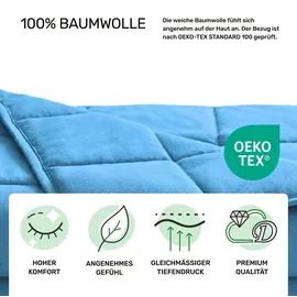 DAILYDREAM Gewichtsdecke für Erwachsene aus 100% Baumwolle, Edition Blau | 7 kg | 155x200cm | Gewichtete Decke | Blau