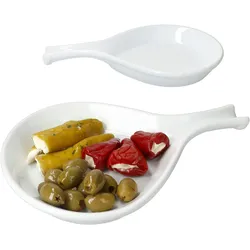 2er Set STABIL Antipasti-Löffel 30cm Porzellan-Servierlöffel Weiß Snacks Tapas