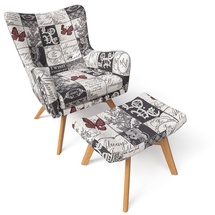 Supellex Sessel Manhattan mit Hocker Design Gothic Love mit Schmetterling