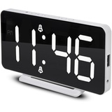 Green Blue GB383 Digitaler LED-Wecker Uhr mit Alarm- und Thermometerfunktion, Doppelwecker mit Snooze/Schlummerfunktion, LED Display, USB-Ladeanschluss