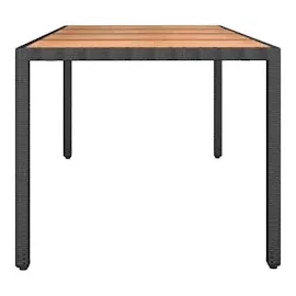 vidaXL Gartentisch mit Holzplatte Schwarz Poly Rattan & Akazienholz