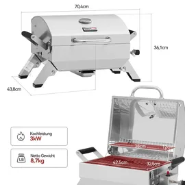 Royal Gourmet Tragbarer Gasgrill edelstahl