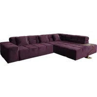 KAWOLA Sofa NEVADA Ecksofa Velvet purple Recamiere rechts mit motorischem Sitzvorzug