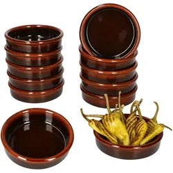 12x Escuro Cazuela Ø12cm 200ml Tonschale dunkelbraun Tapas Antipasti mediterran