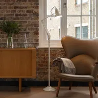 Anglepoise Original 1227 Stehleuchte, Leinen weiß/Kabel grau