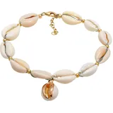 Elli Fußschmuck Damen Fußkettchen Sommer Trend mit Kauri Muscheln in 925 Sterling Silber Vergoldet