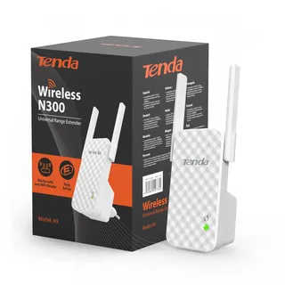 Tenda A9 Verstärker N300 – 300 Mbit/s Repeater mit 2 Antennen, große Abdeckung, WPA/WPA2, kompatibel mit WLAN-Routern