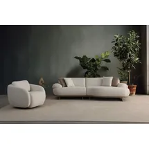 aea Wohnzimmer-Set Modulares Ecksofa in L-Form mit Sessel - Beige
