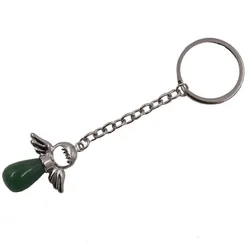 Schlüssel-Anhänger FIRETTI "Schmuck Geschenk Engel, Schutzengel", Kinder, bunt (silberfarben, grün), Zink, Basic, Schlüsselanhänger, mit Aventurin oder Tigerauge