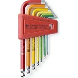 PB SWISS TOOLS Sechskant-Winkelschraubendreher-Satz, mit Kugelkopf, pulverbeschichtet, 7-teilig