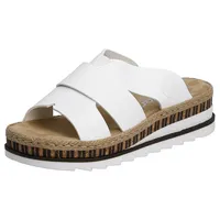 Rieker Pantolette, Keilabsatz, Sommerschuh, Schlappen mit Juteumrahmung, Gr. 40,
