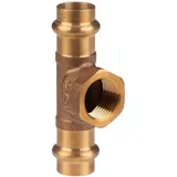 Pipetec Kupfer Pressfitting T-Stück aus Rotguss 15 - 1/2" IG - 15 mm V+M-Kontur DVGW