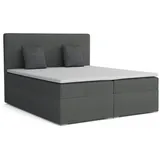 Deine Möbel 24 Boxspringbett BASIC Boxbet Polsterbett Komplettbett Hotelbett (Ehebett Bett inkl. Matratzen H3 oder H4 zur Auswahl, 3-St., Boxbett Beige Hellgrau Grau Dunkelgrau Anthrazit Schwarz), 120x200 140x200 160x200 180x200 200x200 inkl. Bettkasten und Topper grau