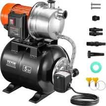 Vevor 1176W Gartenpumpe, 5600 l/h automatische Bewässerungspumpe, 50 m Hub, Kreiselpumpe mit 30/50 PSI Druckschalter, flache Springbrunnenpumpe, E...