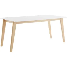 miliboo Esstisch ausziehbar helles Holz und weiß L160-205 cm Swad