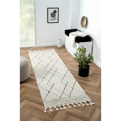 Myflair Möbel & Accessoires Hochflor-Läufer »Moroccan Design«, rechteckig, 24 mm Höhe, modern, marokkanisches Design, Rauten Muster, weich durch Hochflor Myflair Möbel & Accessoires weiß/grau B: 80 cm   1 St.