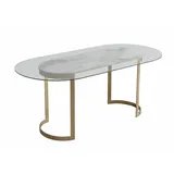 Xlmoebel Esstisch Eleganter Esstisch aus Glas und Edelstahl in Gold für Ihr Zuhause (Tisch, Esstisch), Made in Europa goldfarben