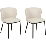 Beliani Esszimmerstuhl MINA Polyester cremeweiß 2er Set